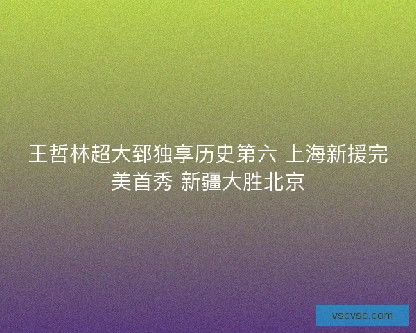 王哲林超大郅独享历史第六 上海新援完美首秀 新疆大胜北京